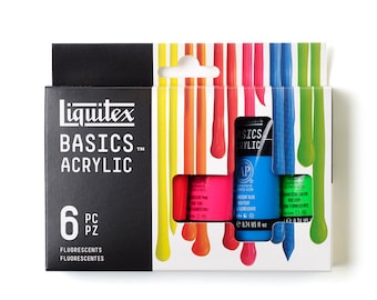 Liquitex Basics - Juego de 6 pinturas acrílicas fluorescentes de 22 ml