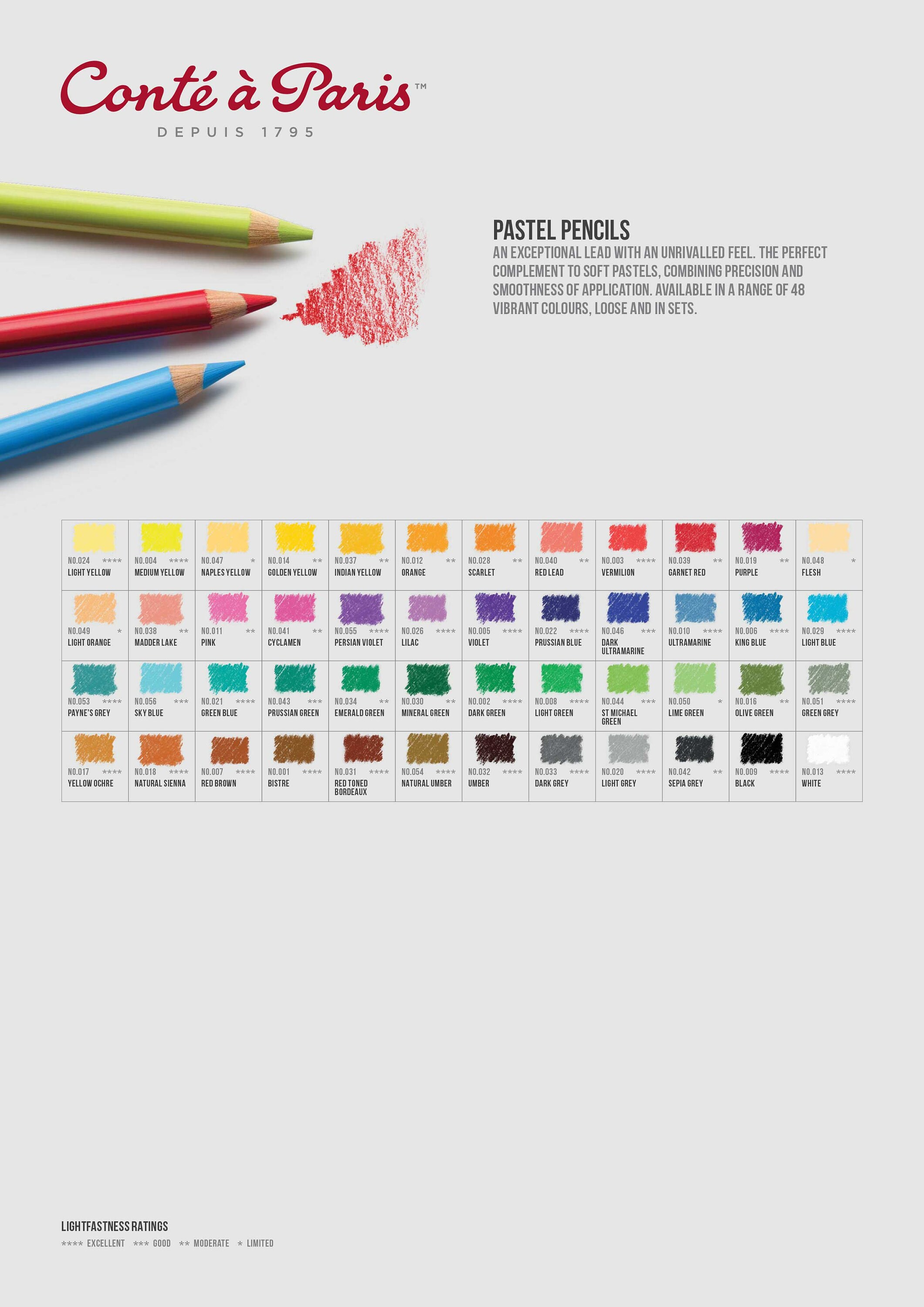 Conte a Paris Pastel Pencils (48 Colours Available, Sold Conte a Paris Pastel Pencils (48 Colours Available, Sold
