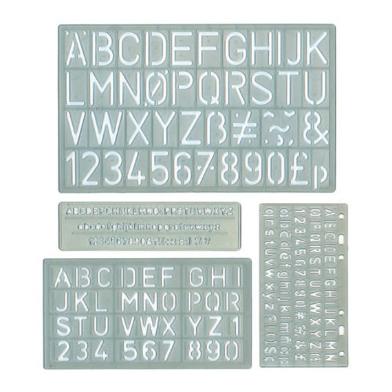 Plastic Lettering Stencil Kit Letters & Numbers Alphabet 5mm to 30mm 4  Templates