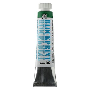 May include: A tube of Block Print water-based paint in the color deep green. The tube is labeled with the color name in English, German, French, and Dutch. The tube is also labeled with the number 602.