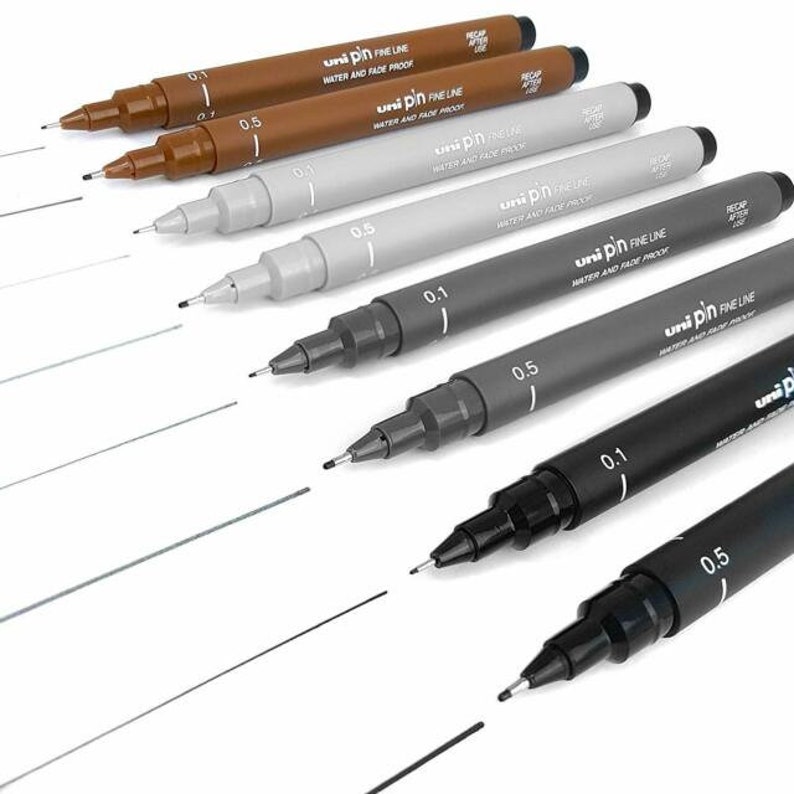 Uniball Pen Uni Pin Fine Line Pen Technical Drawing Pens Art Pen Set of 6 New