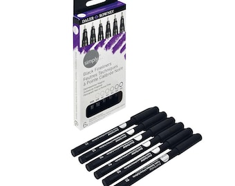 Daler Rowney Simply Black Fineliner Pen Set of 6