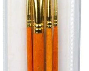Royal & Langnickel RSET-91111 Gold Taklon Paint Brush Set 4pc