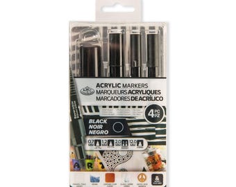 Royal & Langnickel acrylmarkers Diverse tipgroottesets: 4 stuks