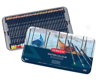 36色 色鉛筆　DERWENT watercolor Amazon.com : Derwent Academy Watercolour 36 Tin : Wood
