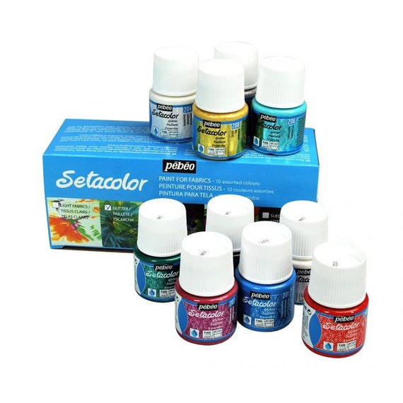 Pebeo SETACOLOR GLITTER Permanent Fabric Paint Assorted Colour Set