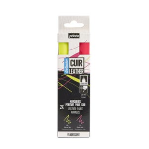 Pebeo Setacolor Leder Lack Marker Fluoreszierende Farben Set 2tlg