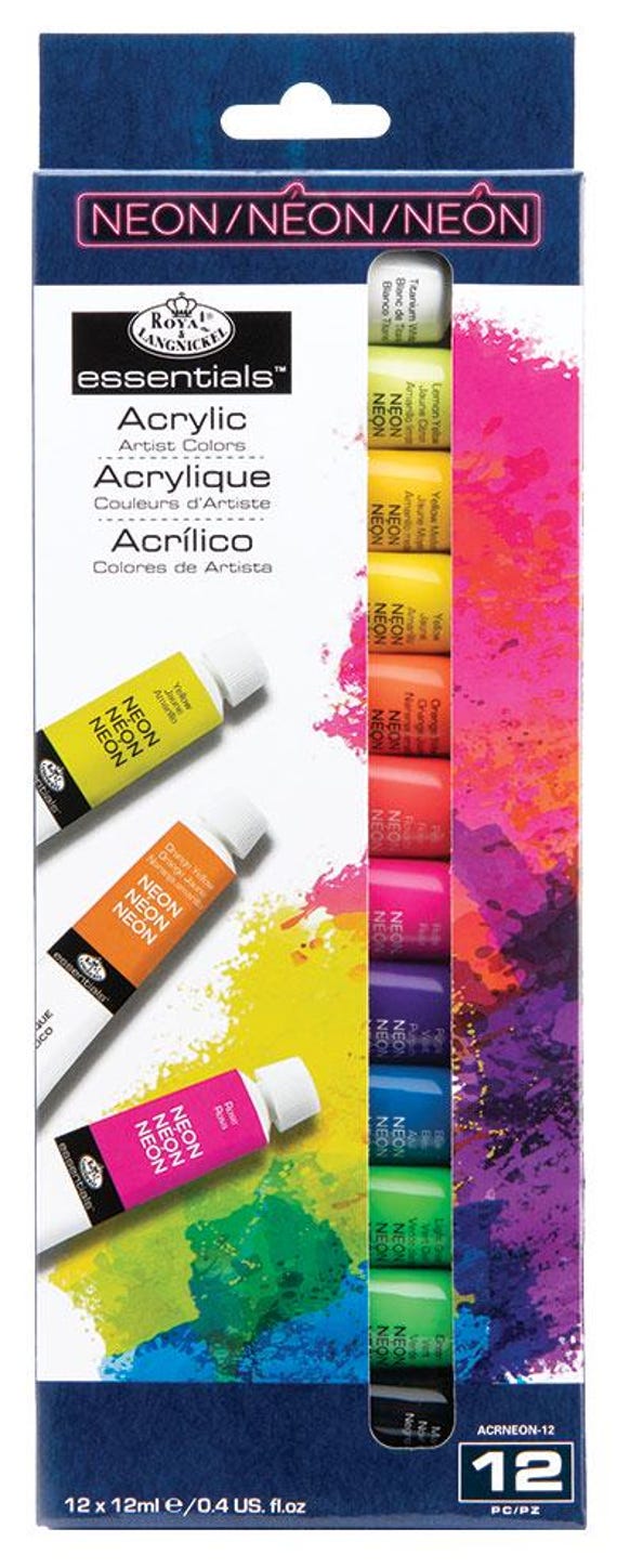 Royal Langnickel Acrylic Paint Neon Colours Set 12 X 12ml Etsy UK