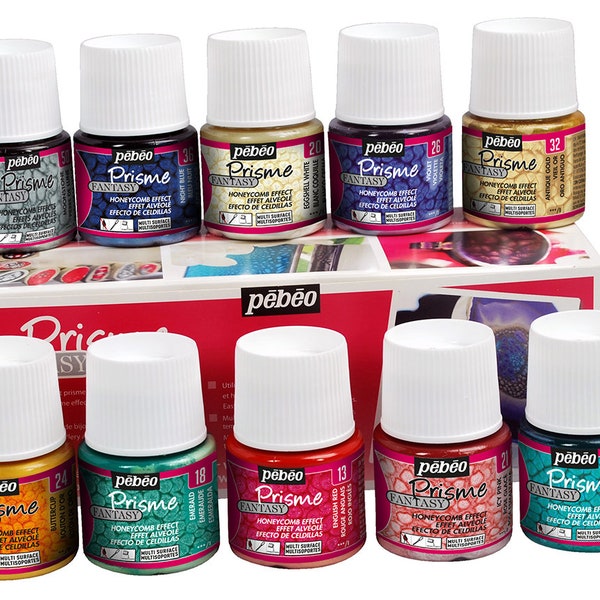 Pebeo Fantasy Prisme Peinture réactive multi-surfaces, coffret 10 x 45 ml