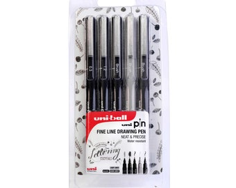 Uni-Ball Pin Fine Line Drawing Pen Hand Lettering Set of 5