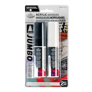 Royal & Langnickel 15mm Jumbo Acrylic Markers Black and White Set 2pc