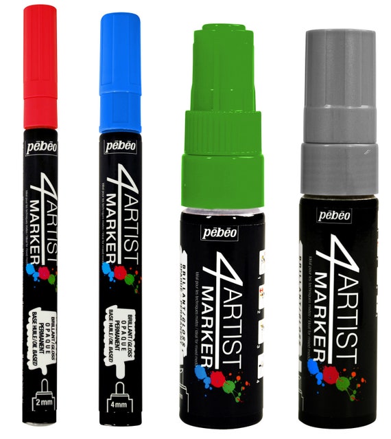 Pebeo 4Artist Marker Oil Based Permanent Paint Pen Twin Pack 2mm 8mm White