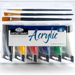 Royal & Langnickel Artist Acrylic Paint 6 x 75ml Set with Brushes