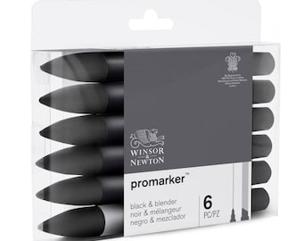 Winsor And Newton ProMarker 6pc Black And Blender Set