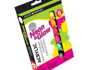 Daler Rowney Simply Neon & Glow Acrylfarbe im Set 6 x 12ml