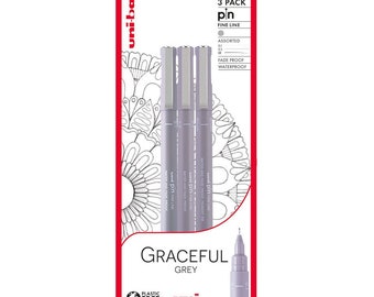 Uni-Ball Pin Graceful Grey Drawing Pen Set of 3