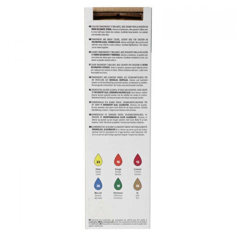 Kit de iniciación a la pintura sobre vidrio Pebeo Vitrail, 6 x 20 ml imagen 3