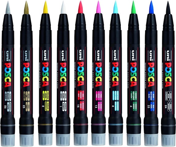 Uni Posca Brush Marker Black & White Set PCF-350