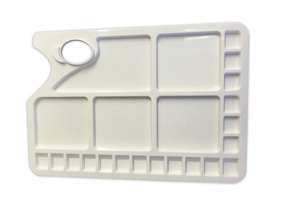 Plastic Rectangular Painting Palette With Thumb Hole and 5 Large 18 Small  Wells 