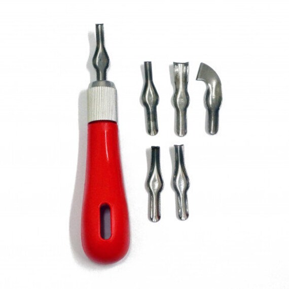 Lino Cutter Set of 6 X Assorted Blades & Plastic Handle for Etsy