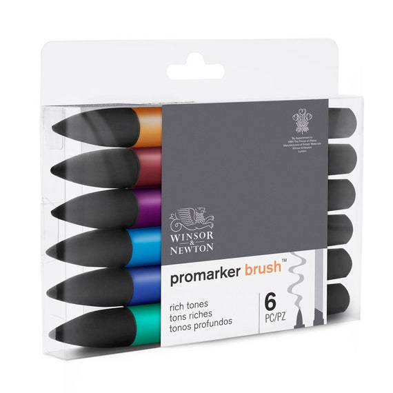 Winsor & Newton Promarker Brush Twin Tip Graphic Markers 6 Rich Tones Set 