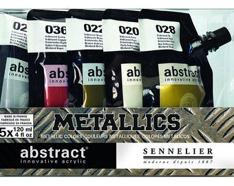 Sennelier Abstract Acrylic Metallics Set 5 x 120ml