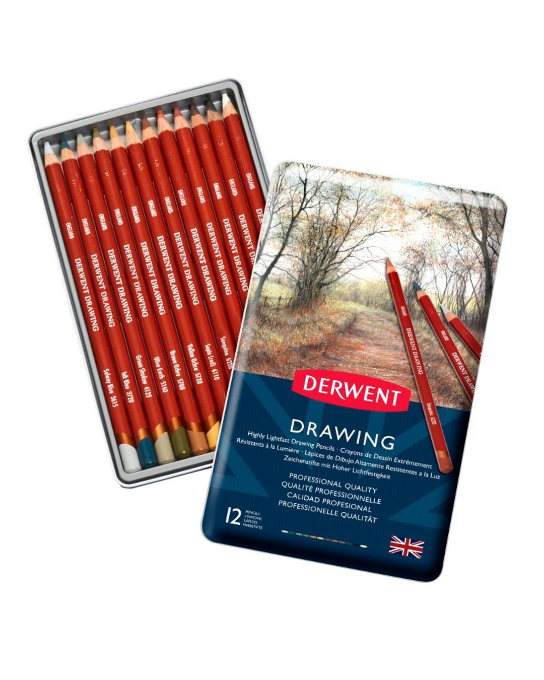 Derwent Drawing Pencils 12 Tin - Etsy
