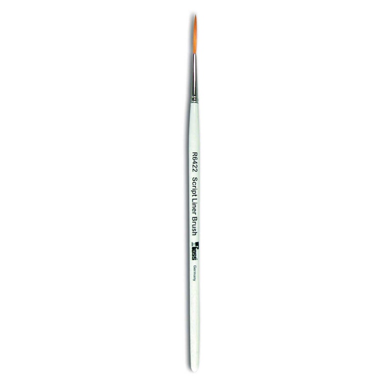 May include: A white script liner brush with a black label that reads "R6/22 Script Liner Brush" and "K&S Germany".
