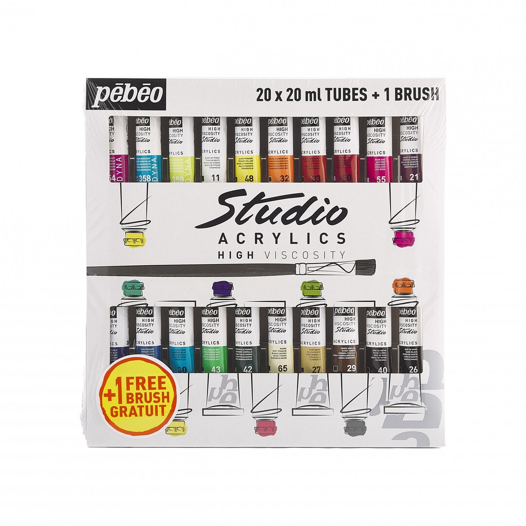 Pebeo Studio Acrylic Paint Set 20 X 20ml 1 Brush Etsy