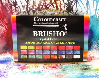 Colourcraft Brusho Crystal Colour Assorted Pack of 24 Pigment Powders