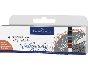Faber Castell 4 Pitt Artist Pens Calligraphy Classic Set #167504