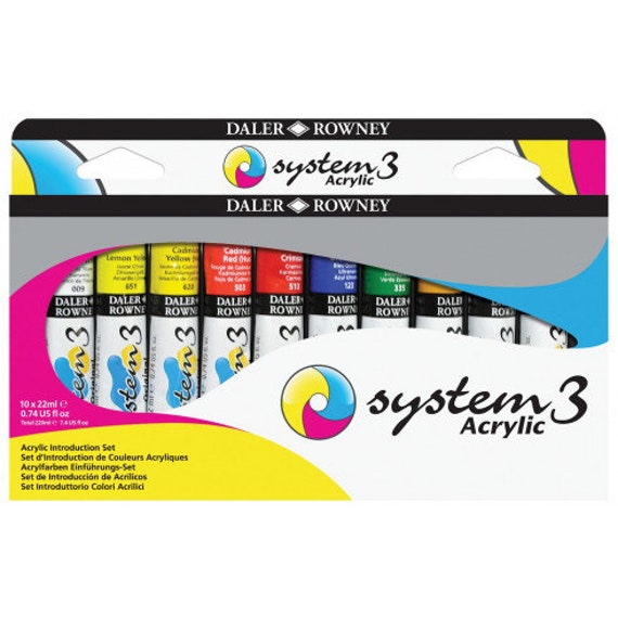 Daler Rowney System 3 Kit d'introduction à la peinture acrylique 10 x 22 ml  -  France