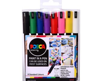 Uni POSCA Paint Markers PC-1MR Ultra-Fine Set of 8 Colours