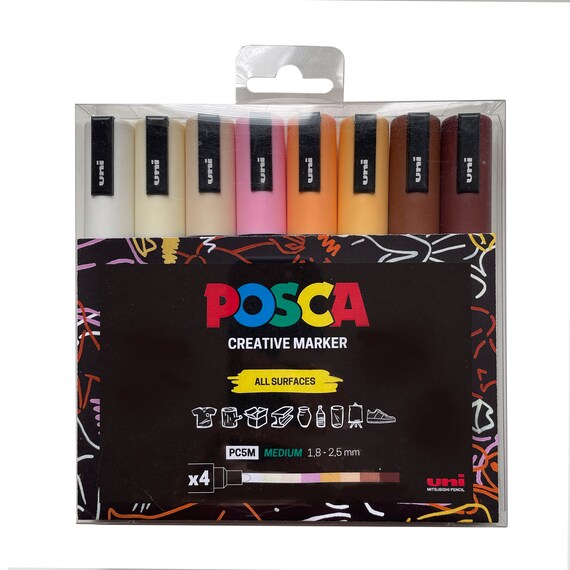 Posca - PC-17K / PC-7M / PC-5M / PC-3M / PC-1M / PC-1MR - Pennarelli artistici da viaggio - 54 pezzi
