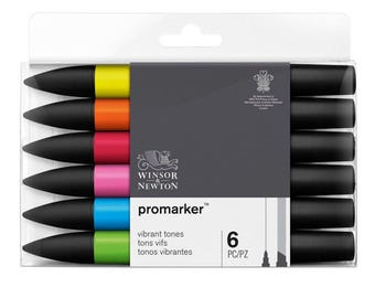 Winsor & Newton Promarker Twin Tip Graphic Marker Sets of 6