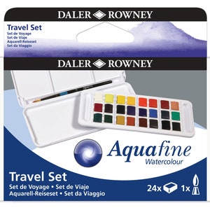 Daler Rowney Aquafine Watercolour Paint Travel Set 24 Colours