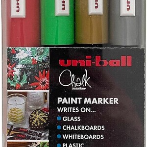 Uni-Ball PWE-5M Chalk Marker Christmas Colour Set 4pc