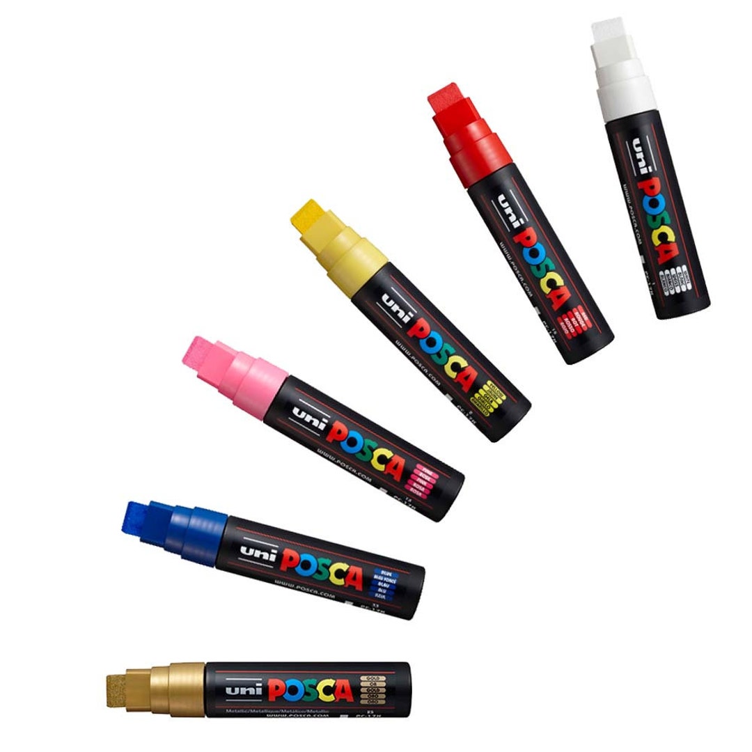  UNI-Ball POSCA Marker Pen PC-17K - XXL Chisel Tip for Large  Backgrounds - Full Range of 10 Colours : Office Products
