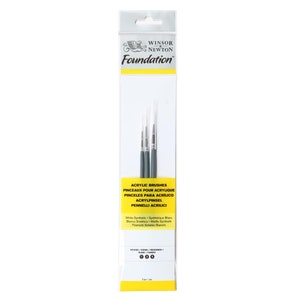 Winsor & Newton Foundation Acrylic Paint Brush Packs of 3
