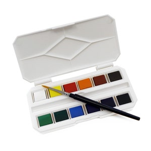 Pocket Watercolour Paint Pan Box Set with Travel Brush