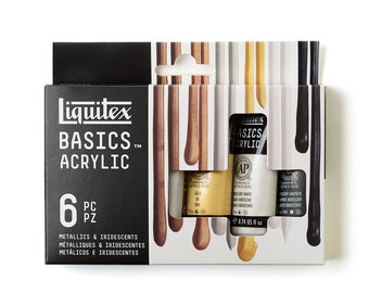 Liquitex Basics Metallics & Iridescents Acrylic Paint Set 6 x 22ml