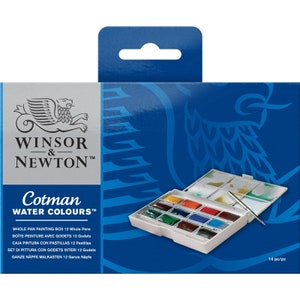 Winsor & Newton Cotman Watercolour Paint Painting Box 12 Whole Pan Set