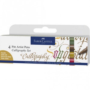 Faber Castell 4 Pitt Artist Pens Calligraphy Colour Set #167505
