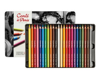 Juego de latas surtidas de lápices pastel Conte a Paris, 24 colores