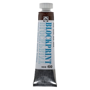 May include: A tube of brown Blockprint water-based paint with the text "BRUIN - BROWN - BRUN - BRAUN" and "BLOCKPRINT +++ 400" on the label.