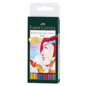 Faber Castell Pitt Artist Brush Pens Basic Set of 6