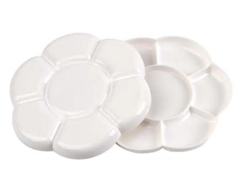 STUDIO 22 Plastic Daisy Shaped Paint Mixing Palette for Watercolour, Acrylic, Gouache 2pc