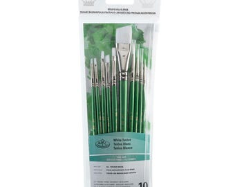 Royal & Langnickel RSET-9540 White Taklon Paint Brush Value Pack 10pc