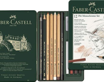 Faber-Castell Pitt Monochrome Pencils Tin 12pc
