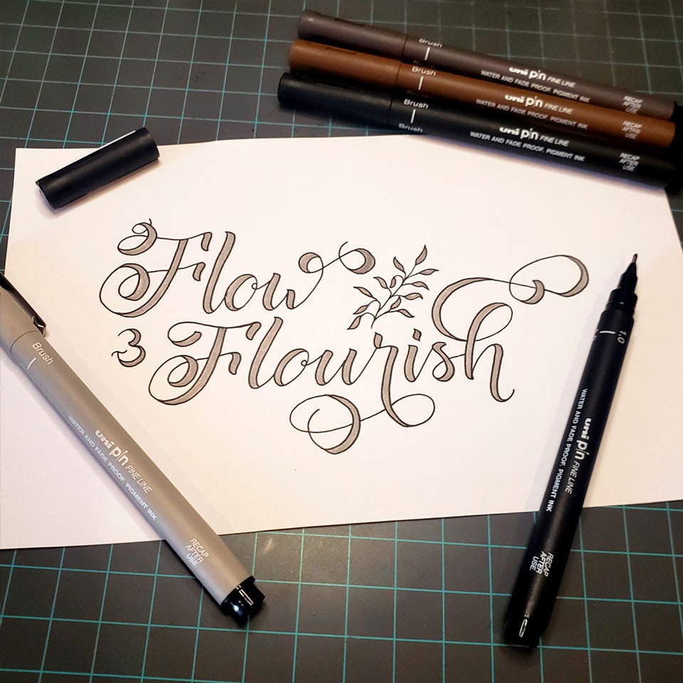 Uni-ball Pin Flow & Flourish Artist Brush Pen Set of 5 - Etsy